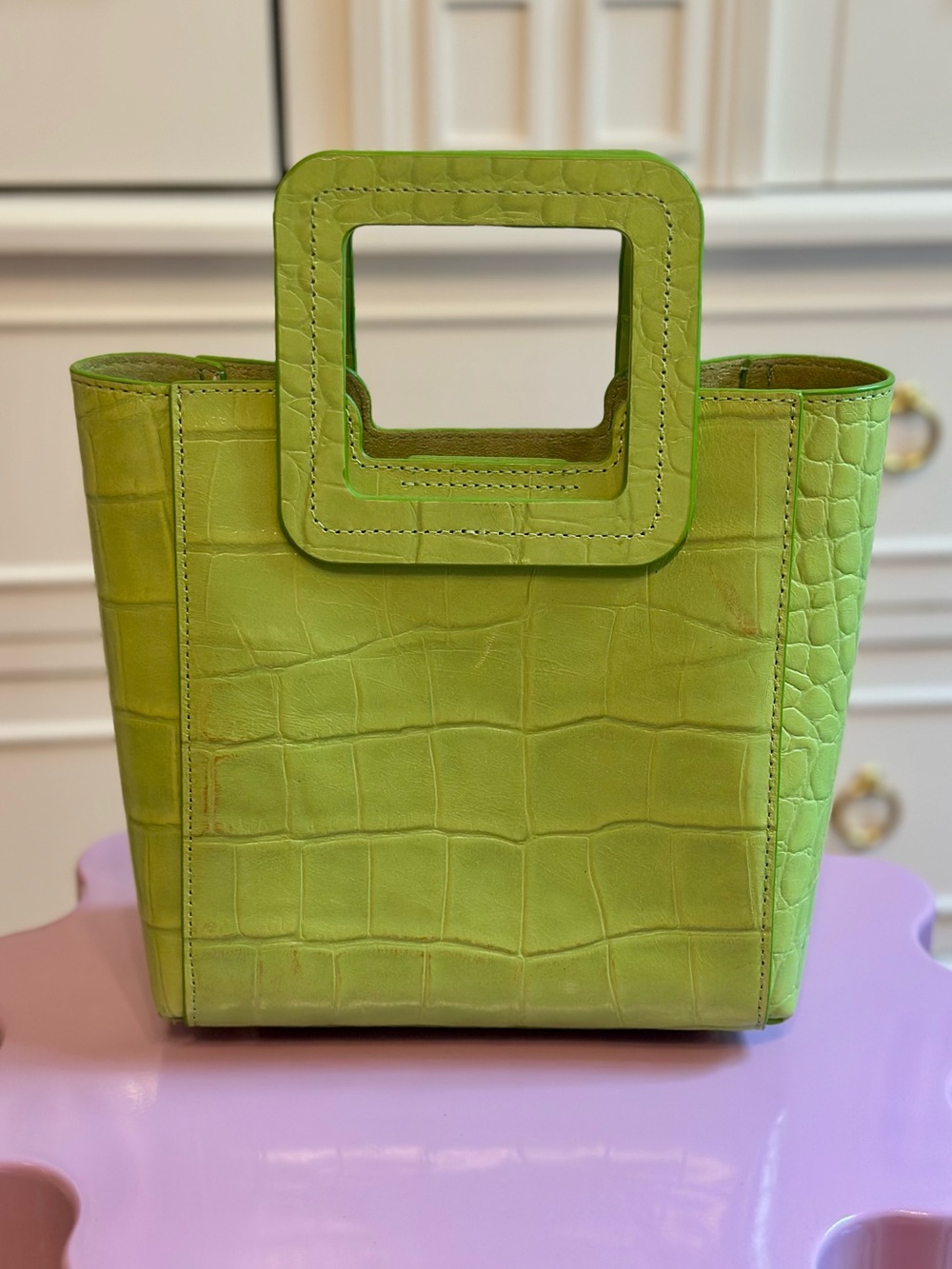 Staud Mini Shirley Croc-Embossed Purse w/ pouch